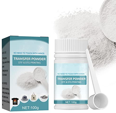 100g DTF Powder Transferencia Digital Hot Melt Adhesivo DTG PreTreat para impresión directa para camiseta Algodón no tratado, seda, poliéster, mezclilla, nailon, cuero 3.5 oz