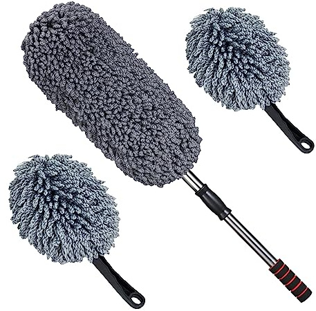 IPELY 3 Pack Large Microfiber Car Duster Exterior Scratch Free with Extendable, Car Duster Interior Multipurpose dust Cleaning