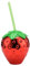 Erdbeer-Wassermelonen-Becher mit Strohhalm, Kunststoff, Kawaii-Wasserflasche, Süße Cartoon-Trinkbecher in Fruchtform für Sommerpartys, Mädchen, Frauen(Erdbeere)