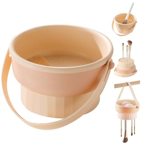 Pinselhalter Make up,Forreen Pinselreiniger Multifunktional 3-in-1 Silikon Praktisch Verlässlich Make-up Pinsel Reiniger für Make up Schwamm Pinsel Puderquaste,Gelb
