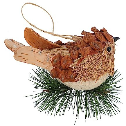 HOMSFOU 1stk Stroh-Vogel-Charme Weihnachtsdeko Tier Strohhalm Aus Holz Weihnachtsbaum