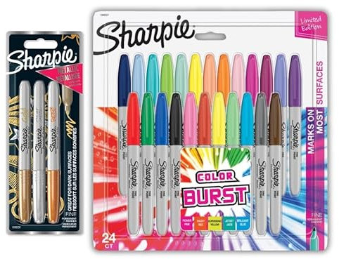 Sharpie Permanentmarker | Feine Spitze | Farbexplosion und verschiedene Metallic-Farben | 24 +3 Markierungsstifte