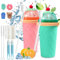 Sunshine Smile - Máquina de granizados, 2 vasos de 500 ml, taza de silicona para hacer granizados, con pajita y cuchara 2 en 1, para días calurosos de verano, fiestas o viajes de campamento