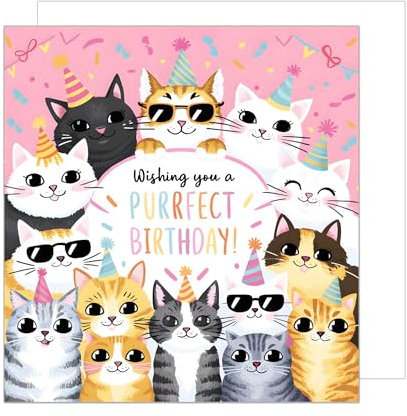 Edition Seidel Premium quadratische Geburtstagskarte mit Umschlag. Glückwunschkarte Happy Birthday Billet Karte für Mann Frau Kind coole Katzen lustig Humor (GQ331 SW024)