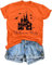 Holloweeen Magic Kingdom Shirt für Frauen: Magical Castle Graphic Tees Oversized Holloweeen Geschenk Kleidung Tops, Orange/Abendrot im Zickzackmuster (Sunset Chevron), XX-Large
