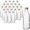 gouveo Juego de 24 Botellas de Vidrio de 330 ml Estilo Retro - Vidrio Transparente Premium con tapón de Rosca PP28 (Dorado) - Ideal para Bebidas, Aceite, licores y Almacenamiento (SFR330G)