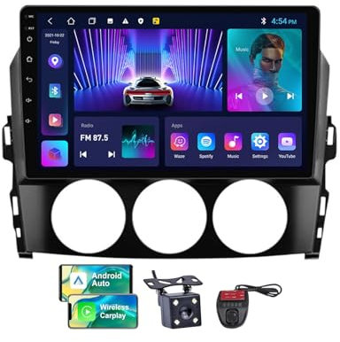 ZZPHKK Android 13 Car Radio mit GPS-Navigationssystem für Mazda MX-5 3 NC 2008-2015 mit DSP Bluetooth 5.0 4G WiFi 2 DIN 9 Zoll QLED Screen Carplay Android Auto mit Lenkradsteuerung DSP(NF-1)