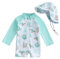 HodJIU Maillot de Bain Bébé Garçon Anti-UV Imprimé Dinosaure à Manches Courtes Costume de Bain Piscine Plage Surf (Blanc Tortue, 6-12 Months)