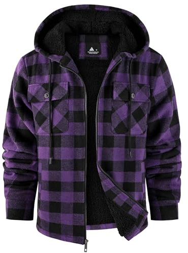 SwissWell Camicia Boscaiolo Uomo Giacca Flanella a Quadri Spessi Fodera di Peluche Felpa Cappuccio Foderata Casual Uomo Felpa con Cappuccio in pile Giacca Invernale con Tasca