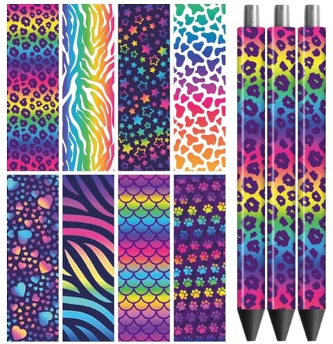 Peacoblue UV DTF Stift-Wrap Aufkleber Buntes Neon – 48 Stück Wasserdicht HD-Druck für personalisierte DIY-Stifte und Geschenke zum Muttertag