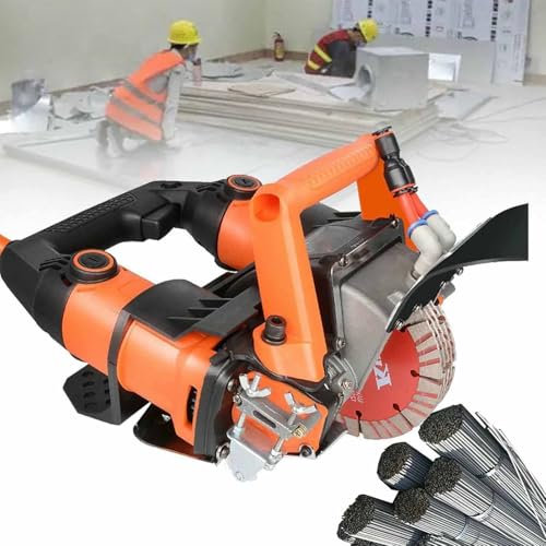 PPLDABNK Electric Wall Chaser-140mm Blade, 72x45mm Grooved Size, Fast And Smooth Cutting, Locking Power Switch, Atomization Dust Removal, Brick/concrete Wall Non-blocking Grooved Machine,Orange