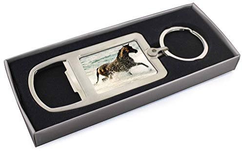 Black Horse in Sea Chrome Metal Bottle Opener Keyring in Box Gift Mans