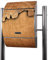 banjado® Standbriefkasten Edelstahl mit Zeitungsfach Motiv Holz/Briefkasten mit Standfuß/Edelstahl Briefkasten freistehend - A4 Einwurf inkl. 2 Schlüssel