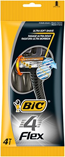 Bic 4 Flex Disposable Razor Set For Men 4 Blades - Black