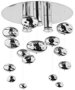 Licht-Erlebnisse Moderne Deckenleuchte Kugel Chrom 3-flammig GU10 max. 45W Stahl Glas Deckenlampe Wohnzimmer Schlafzimmer