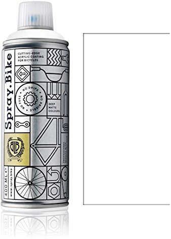 SPRAY.BIKE Fahrrad Lackspray in versch. Farben - KEINE GRUNDIERUNG notwendig - Acryllack/Lack Spray in 400 ml Spraydose, Matt- und Klarlack Optik möglich (Weiß Whitechapel, Matt)
