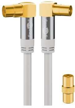 Goobay 70411 Câble D'Antenne TV (Type 135 dB), Blindé 4 Fois, Blanc, 1m Longueur
