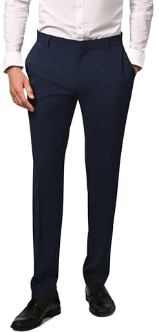 Hirschthal Herren Anzughose - Moderne Business Hose - Regular-Fit Kurzgrößer - Marineblau 30