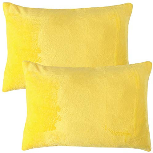 Bestlivings Flauschige Kissenhülle Celina (40 x 60 cm / 2er Pack) - Kuscheliger Bezug mit Reißverschluss Gelb ideal für Dekokissen und Sofakissen