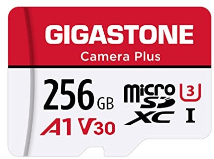 Gigastone 256GB Camera Plus Series Memory Card, Read Speed up to 100MB/s. Ideal for Full HD Video Gopro Drone Android Camera, A1 Micro SDXC Card with Mini Case and SD Adapter.