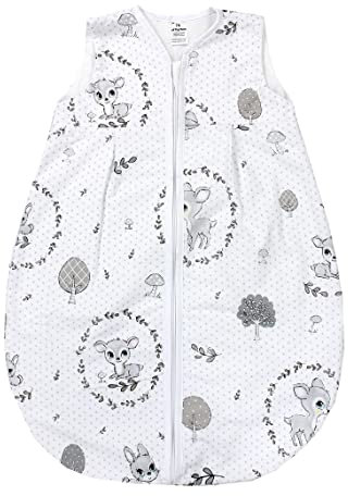 TupTam Baby Sommer Schlafsack 0.5 TOG aus OEKO-TEX zertifizierten Materialien, Farbe: Rehe Grau/Weiß, Größe: 80-86