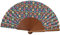 Tusitala Barcelona Handfächer Polka Dots - Aus Holz und Baumwolle - 100% spanisches Handwerk - Inklusive natürlicher Jutetasche - Handgefertigtes Modeaccessoire - 23 cm.