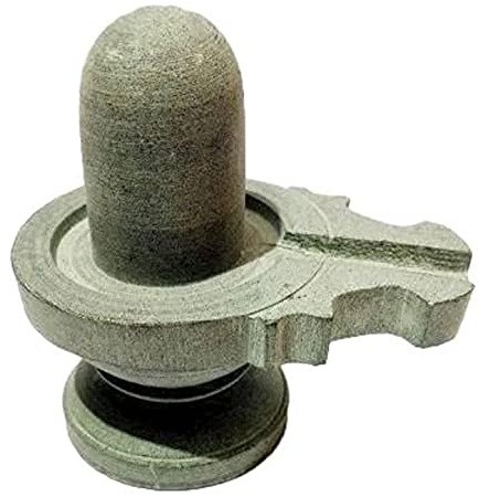 athizay Stone Shivling Statue Made up of Gorara Stone Handcrafted Shiva Lingam Available in Black and Grey in Different Sizes (9.5 cm Grey), Lord Shiva