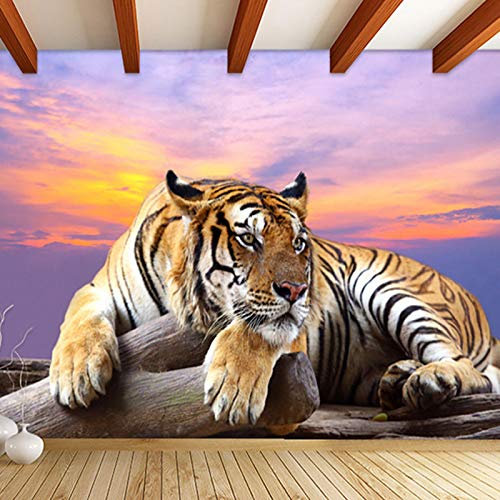 YXTSmurals Papier Peint Panoramique Dusk Animals Tiger Papier Peint Intissé 3D Effet Poster Geant Mural Personnalisé 3D Pour Salon Chambre Décoration Murale