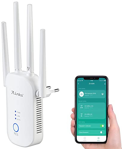 7links Dual WLAN-Repeater: Dualband-WLAN-Repeater, App ELESION, 2,4 & 5 GHz, bis 1.200 Mbit/s (universeller WLAN-Repeater, Dualband WLAN Verstärker, Internetradio)