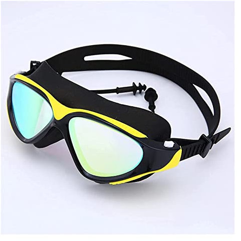 Samnuerly Tauchmaske mit Antibeschlag-Taucherbrille aus gehärtetem Glas, tragbare Tauchausrüstung, geeignet für Erwachsene und Jugendliche (schwarz und gelb)