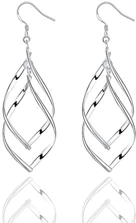 925 Sterling Silver Earrings Dangle Earrings Linear Drop Statement Earrings for Women Teen Girls(Leaf shape)
