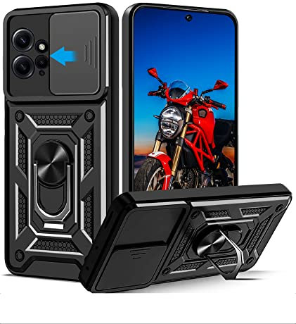 WeiCase Coque pour Xiaomi Redmi Note 12 4G (Pas pour Note 12 5G), Protecteur de Caméra, Armure Rigide Housse 360° Metal Anneau Magnetic Support Antichoc Silicone Étui pour Redmi Note 12 4G