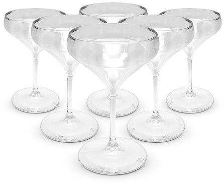 DOJA Barcelona | Verre Cocktail Plastique | Pack 6 | Verre Piscine | 180X120,5X3mm | en Plastique Transparente Polycarbonate | Verre a Cocktail 40CL | pour Gobelet Plastique Reutilisable, Verre a Vin