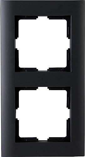 Kopp ATHENIS 2-fach Abdeckrahmen in Matt-Schwarz - 86 x 157 x 9,5 mm - Rahmen für Steckdosen & Schalter - Eleganter Steckdosenrahmen aus Kunststoff - Hochwertiger Lichtschalter-Rahmen