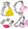 Kukifun Ausstechformen für Mädchen, Prinzessinnengesicht, Lippen, Rock, High Heel, Schuh, Kekse, Gebäck, Backformen für Hot Pink, Make-up, Geburtstagsparty, Kuchendekorationen, 4 Stück