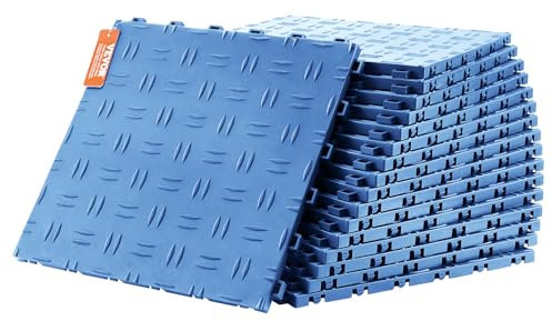 VEVOR Garagen-Bodenbeschläge, 305 x 305 x 13,4 mm, 25er-Set Industrieboden, rutschfeste doppelseitige Struktur-Garagenboden, für Garagen, Keller, Reparaturwerkstätten, Blau