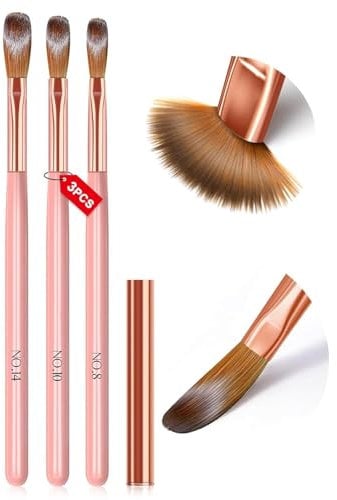 3pcs Acrylic Nail Brush Set, Size 8/10/14 Acrylic Nail Brushes for Acrylic Application, Professional Acrylic Powder Brushes for Acrylic Powder Application, Nail Extension, 3D Nail Carving