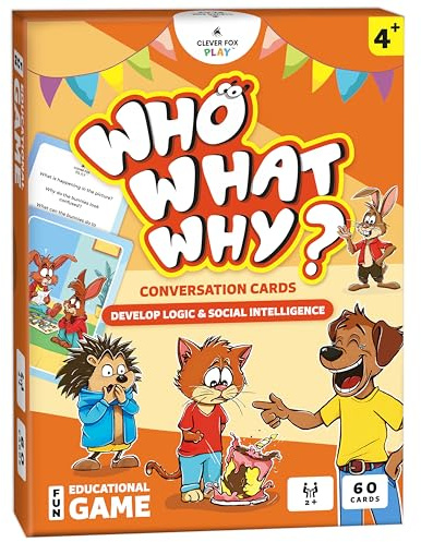 Tarjetas de conversación para niños Who What Why - Actividad de aprendizaje para habilidades sociales, inteligencia emocional y pensamiento crítico - Juego educativo para fomentar la comunicación y la