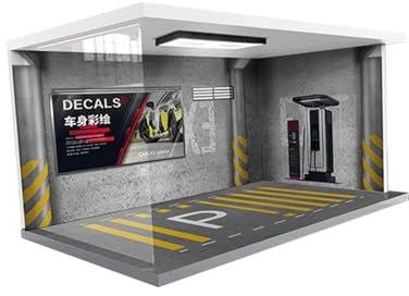 Baoblaze 1/18 Modellauto Vitrine mit Beleuchtung für Fahrzeugliebhaber, Grau