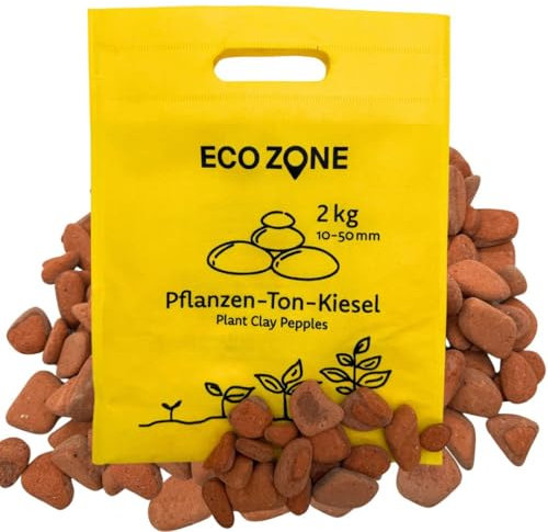 Fair Squared ECOZONE Ton Kieselsteine für Pflanzen 2kg - für Drainagen, Blumenerde Ersatz