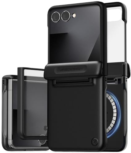 VRS DESIGN Terra Guard Moderne Handyhülle für Galaxy Z Flip 7 5G (2025), magnetische Schutzhülle mit integriertem Displayschutz & halbautomatischem Scharnierschutz (Matt-Schwarz)