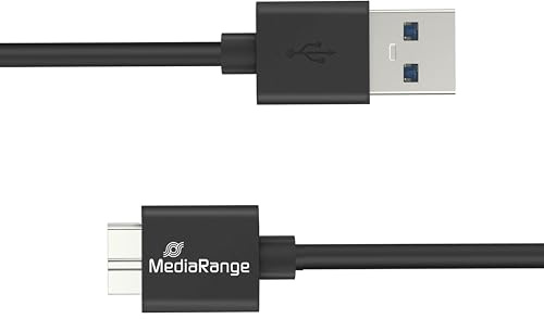 MediaRange USB-A auf Micro-B USB 3.0 Daten- und Ladekabel, USB 3.0, 5 Gbps, 5W max., 50cm, Schwarz