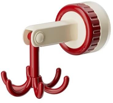 Bosiyrggrl 360 Degrees Rotating Folding Hook Self-Adhesive Suction Cup Hooks Rotating Kitchen Utensil Holder Red