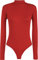WearAll - Neu Damen Rollkragen Bodysuit Langarm Elastisch Gymnastikanzug Top - Rot - 36-38