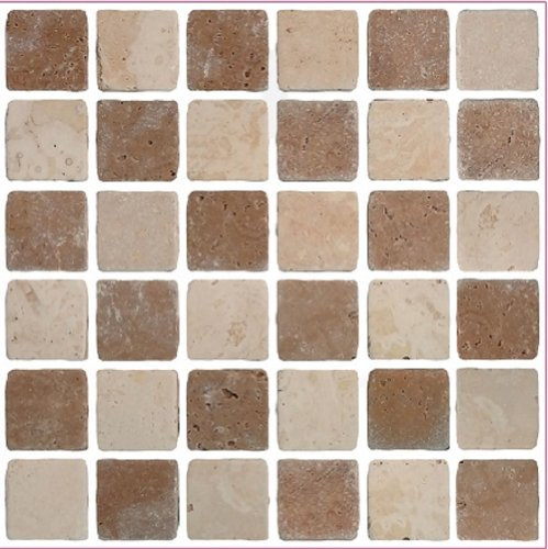 LPS Pack of 10 Tile stickers Brown stone travertine effect Mosaic self adhesive wall art decor tile transfers bathroom backsplash kitchen splashbacks peel and stick cover