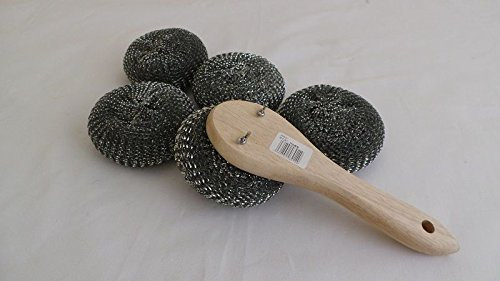 Heavy Duty Interchangeable BBQ Barbecue and Wok Cleaner with Additional 4 Replaceable Scourer