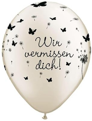 DeCoArt... SET 10 Luftballons Wir vermissen dich cashmere 28 cm Ballongas geeignet und 10 Ballonverschlüsse Öko