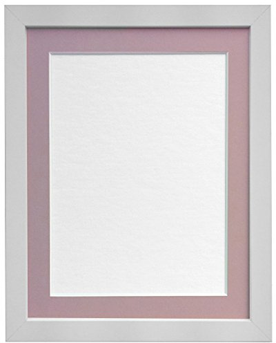 FRAMES BY POST 25mm White Picture Photo Frame with Pink Mount A1 For Pic Size A2 (Plastic Glass)