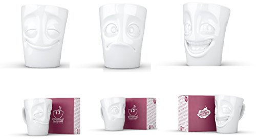 FIFTYEIGHT 58 Products TV Tassen 3er Set Henkelbecher Henkeltasse VERDUTZT / WITZIG / VERGNÜGT - je ca. 350ml …