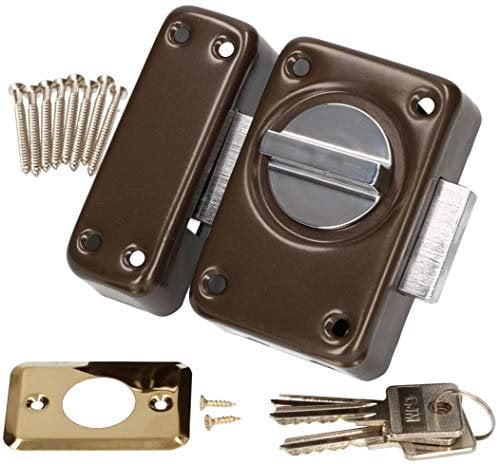 KOTARBAU® Serratura supplementare 110mm con pulsante girevole manopola serratura a cassetta Pomello serratura per porte serratura supplementare chiusura aggiuntiva catenaccio nottola
